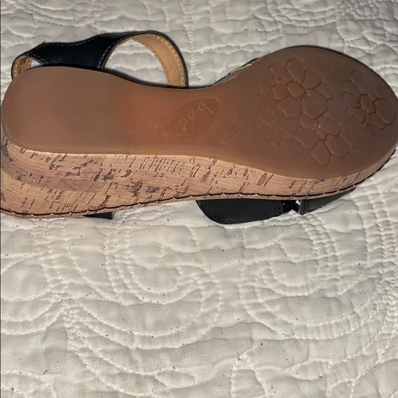 Black Leather Ankle Strap Wedge Sandals - Picture 6 of 6